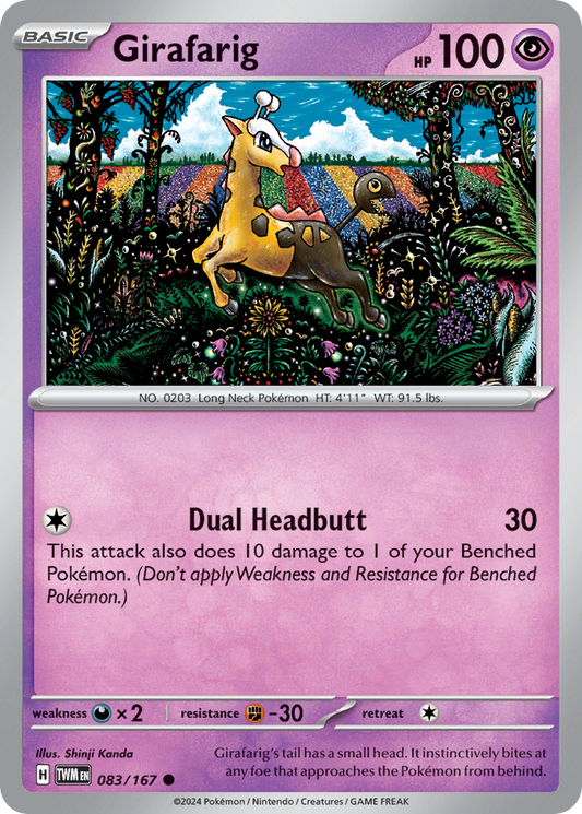 Girafarig 83/167 Common | Twilight Masquerade | Pokemon Card