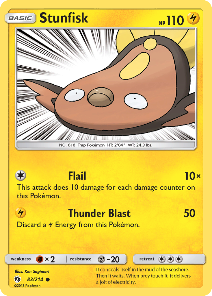 Stunfisk 83/214 Common | Lost Thunder | Pokemon Card