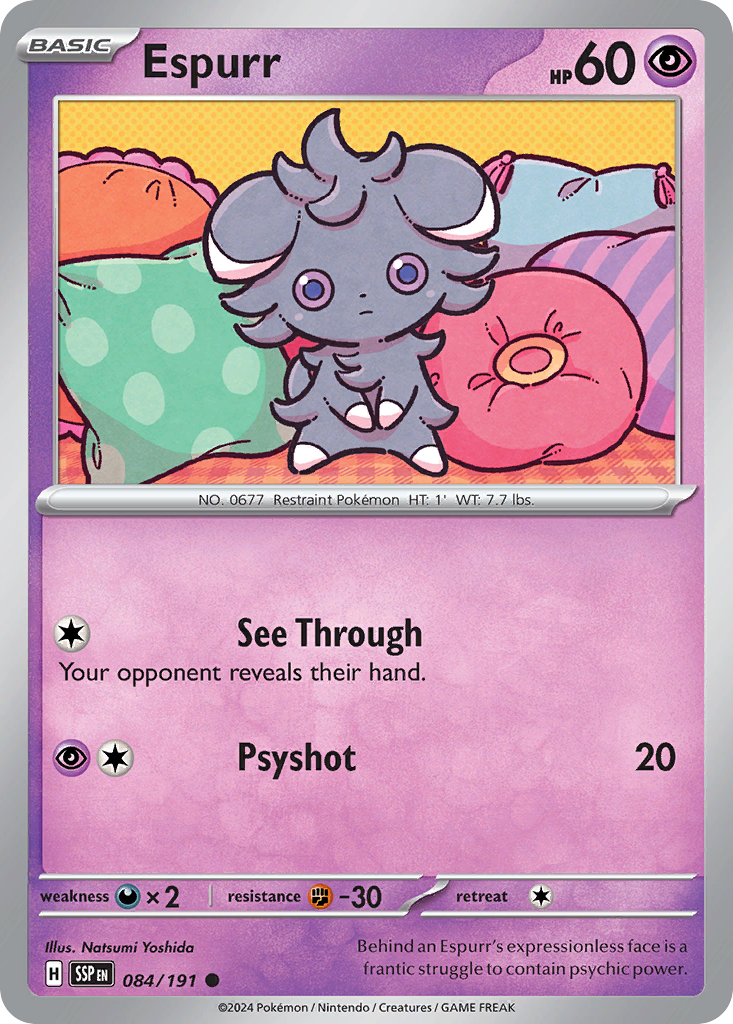 Espurr 84/191 Common | Surging Sparks | Pokemon Card