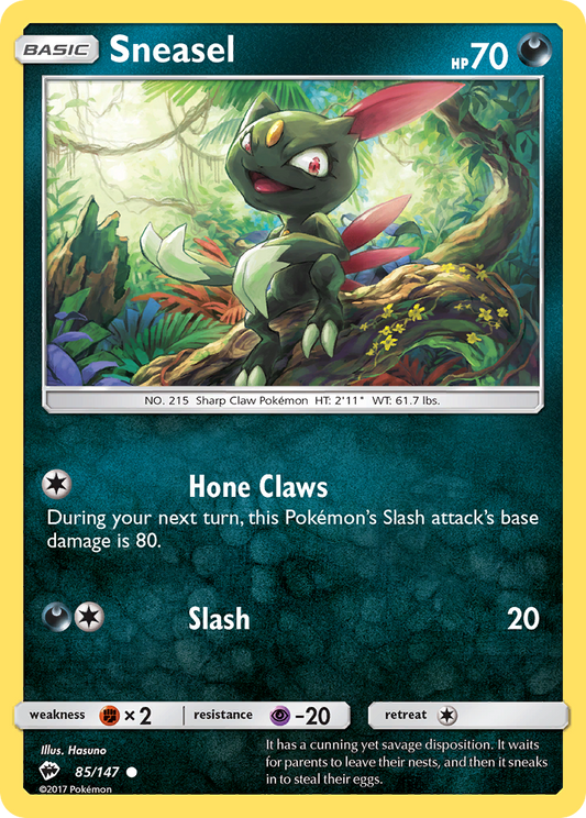 Sneasel 85/145 Common | Burning Shadows | Pokémon Card