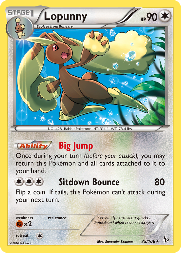 Lopunny 85/106 Rare | Flashfire | Pokémon Card