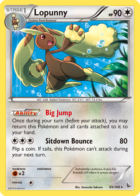 Lopunny 85/106 Rare | Flashfire | Pokémon Card