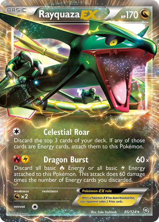 Rayquaza-EX 85/124 Rare Holo EX | Dragons Exalted | Pokemon Card