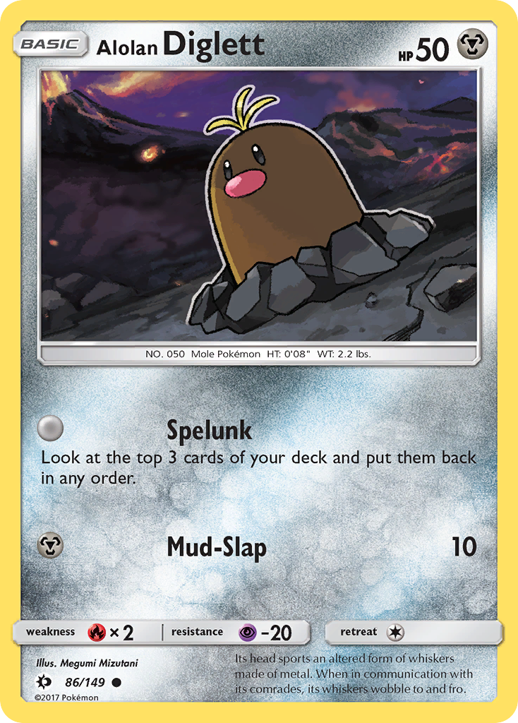 Alolan Diglett 86/149 Common | Sun & Moon | Pokemon Card