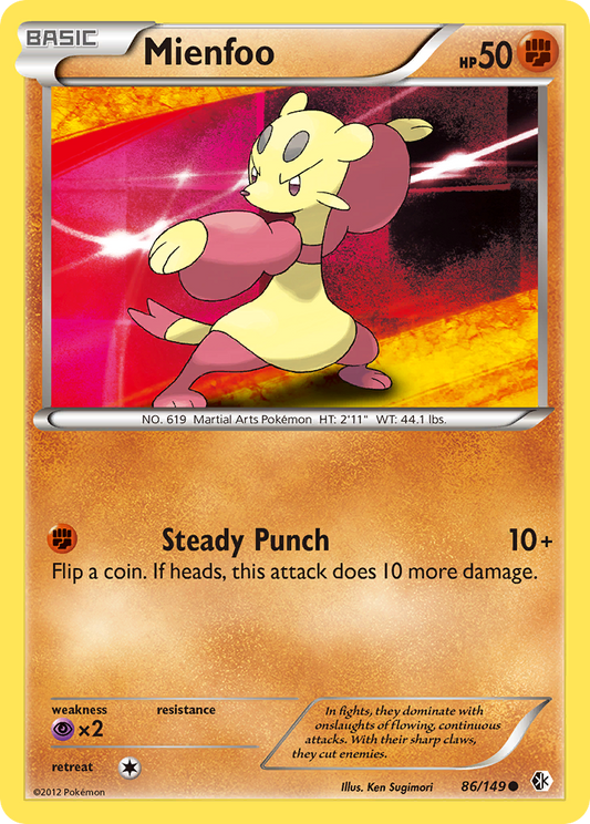 Mienfoo 86/149 Common | Boundaries Crossed | Pokemon Card