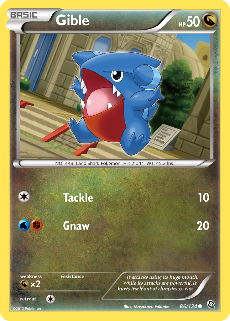 Gible 86/124 Common | Dragons Exalted | Pokemon Card