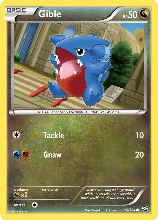 Gible 86/124 Common | Dragons Exalted | Pokemon Card