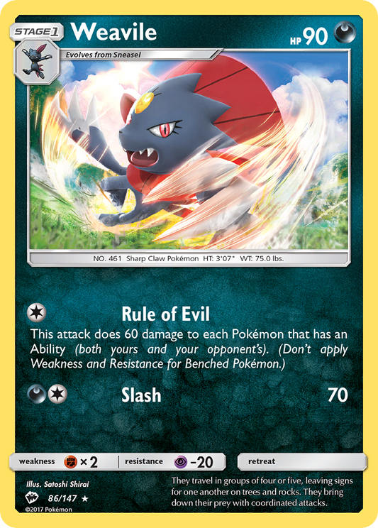 Weavile 86/145 Rare | Burning Shadows | Pokémon Card