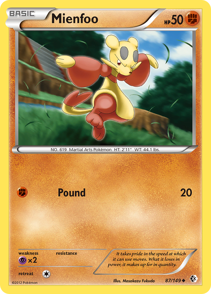 Mienfoo 87/149 Uncommon | Boundaries Crossed | Pokemon Card