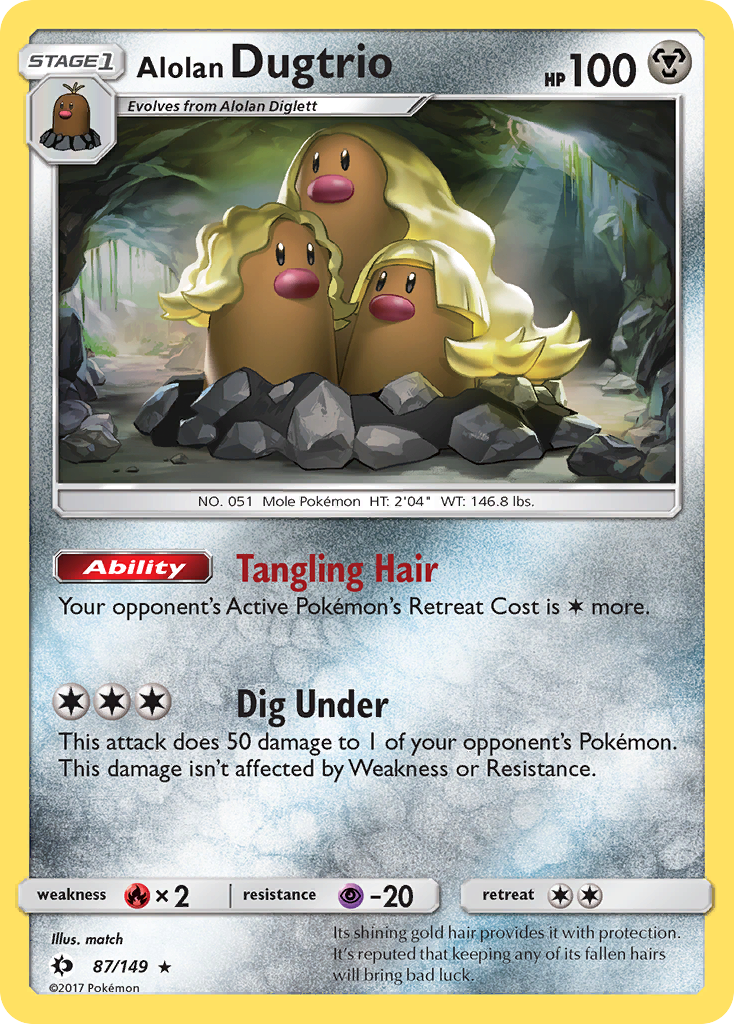 Alolan Dugtrio 87/149 Rare Holo | Sun & Moon | Pokemon Card