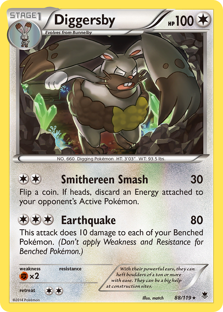 Diggersby 88/124 Rare | Phantom Forces | Pokémon Card