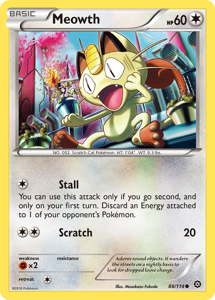 Meowth 88/114 Common | Steam Siege | Pokemon Card