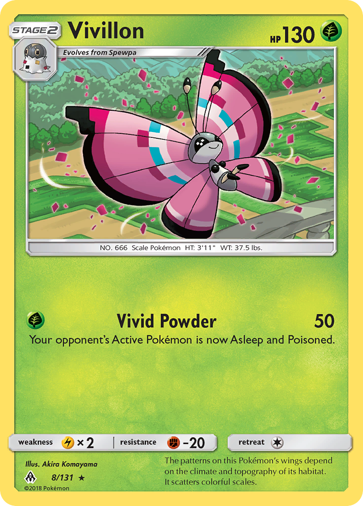 Vivillon 8/131 Rare | Forbidden Light | Pokemon Card