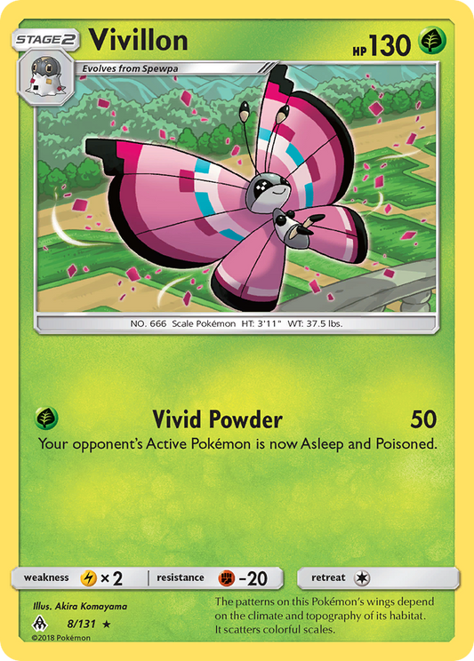 Vivillon 8/131 Rare | Forbidden Light | Pokemon Card