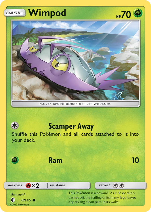 Wimpod 8/145 Common | Guardians Rising | Pokemon Card