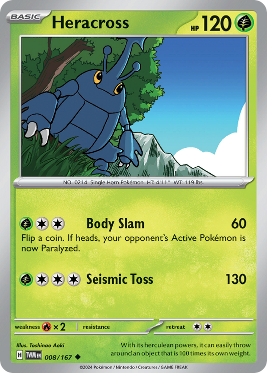 Heracross 8/167 Uncommon | Twilight Masquerade | Pokemon Card