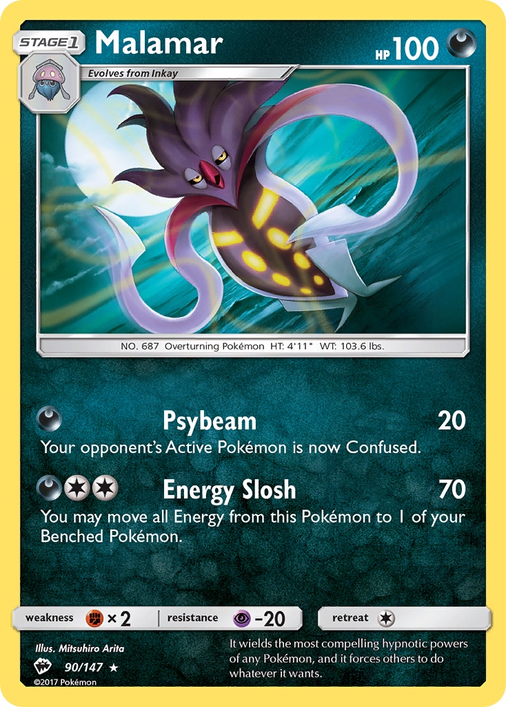 Malamar 90/147 Rare | Burning Shadows | Pokemon Card