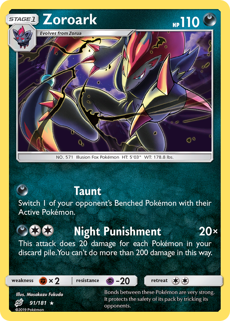 Zoroark 91/181 Rare Holo | Team Up | Pokemon Card