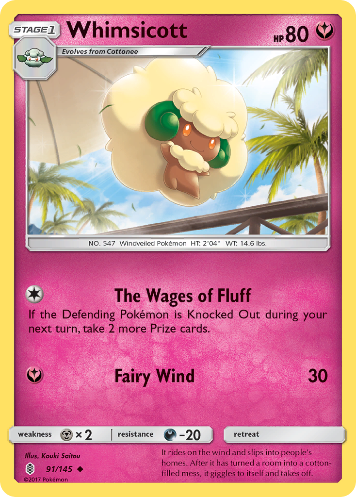 Whimsicott 91/145 Uncommon | Guardians Rising | Pokemon Card