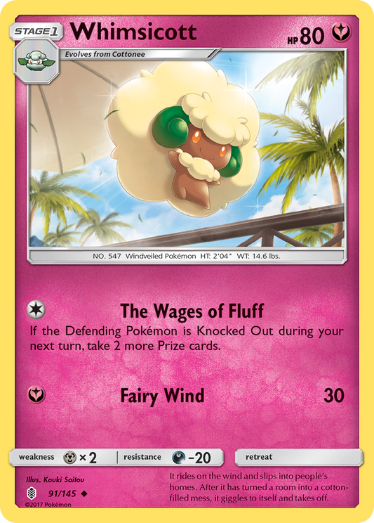 Whimsicott 91/145 Uncommon | Guardians Rising | Pokemon Card