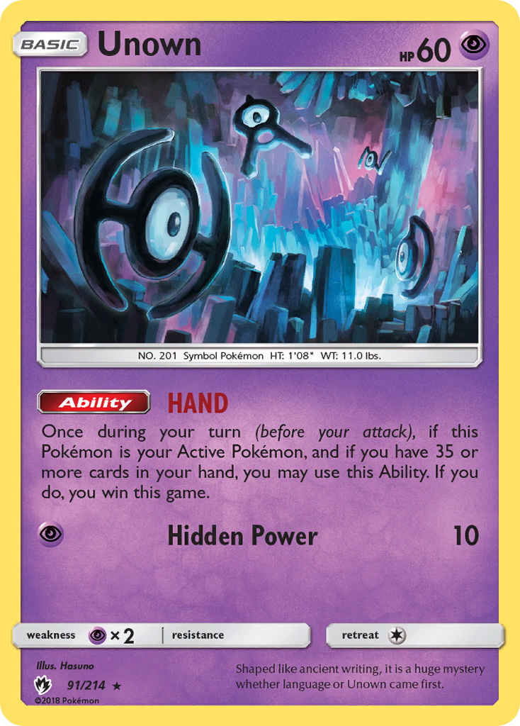 Unown 91/214 Rare | Lost Thunder | Pokemon Card