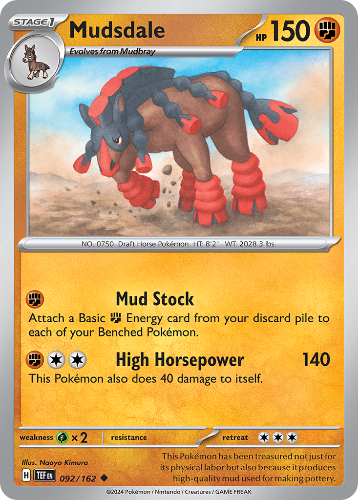 Mudsdale 92/162 Uncommon | Temporal Forces | Pokemon Card