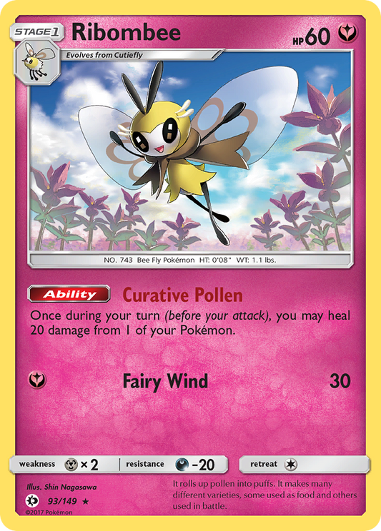 Ribombee 93/149 Rare Holo | Sun & Moon | Pokemon Card