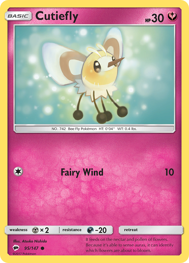 Cutiefly 95/147 Common | Burning Shadows | Pokemon Card