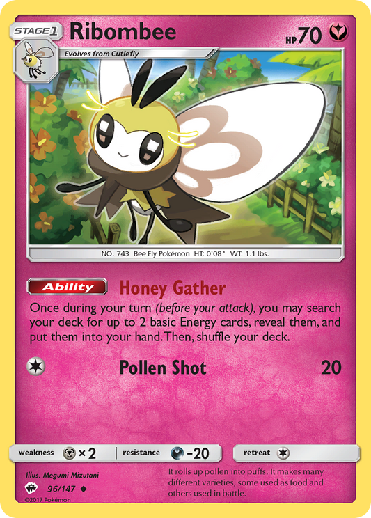 Ribombee 96/147 Uncommon | Burning Shadows | Pokemon Card