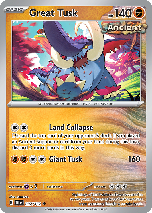 Great Tusk 97/162 Uncommon | Temporal Forces | Pokemon Card