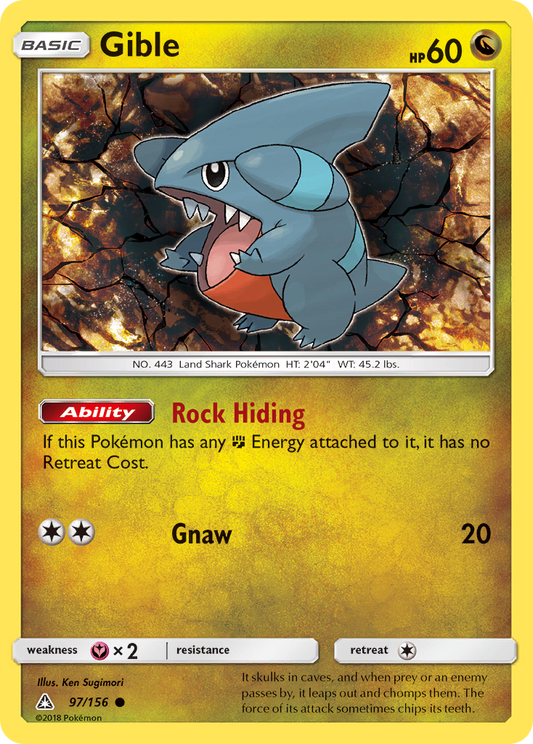 Gible 97/156 Common | Ultra Prism | Pokemon Card