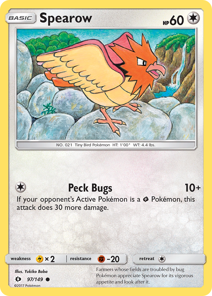 Spearow 97/149 Common | Sun & Moon | Pokemon Card