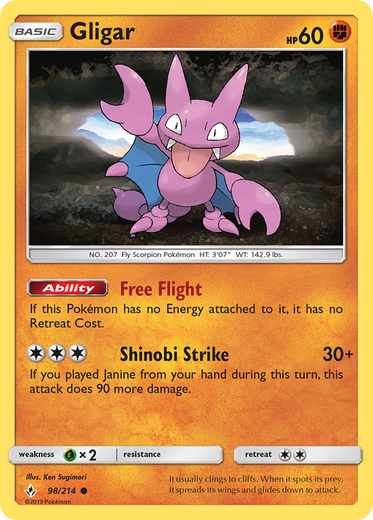 Gligar 98/214 Common | Unbroken Bonds | Pokemon Card