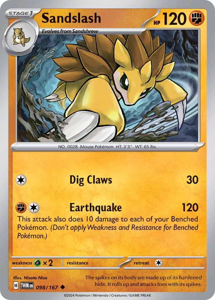 Sandslash 98/167 Uncommon | Twilight Masquerade | Pokemon Card