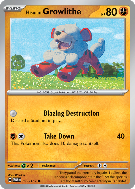 Hisuian Growlithe 99/167 Common | Twilight Masquerade | Pokemon Card