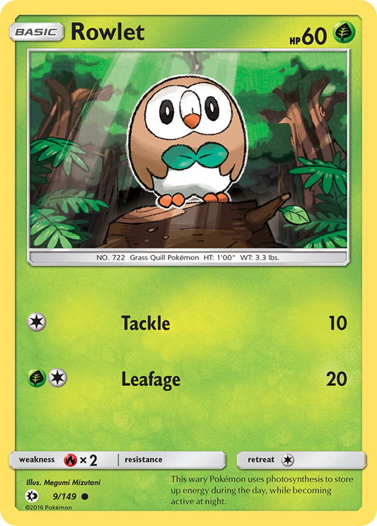 Rowlet 9/149 Common | Sun & Moon | Pokemon Card