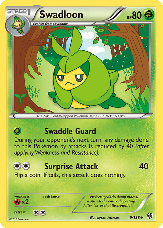 Swadloon 9/135 Uncommon | Plasma Storm | Pokemon Card