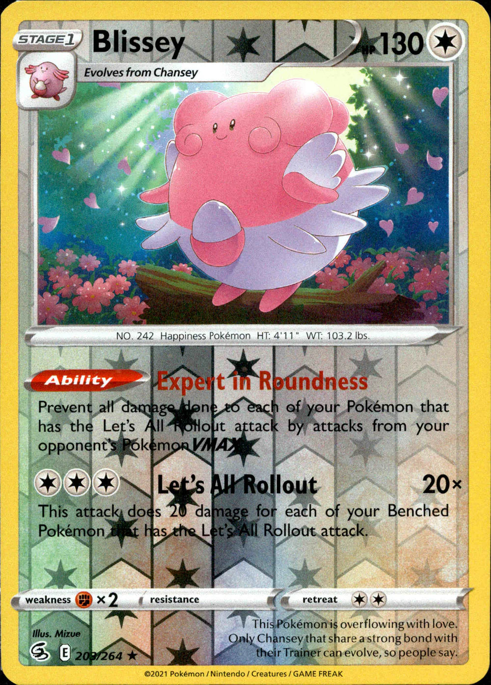 Blissey 203/264 Reverse Holo | Fusion Strike | Pokemon Card