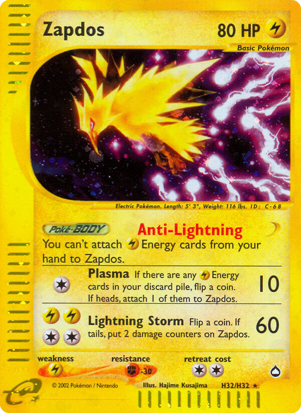 Zapdos H32/147 Rare Holo | Aquapolis | Pokemon Card