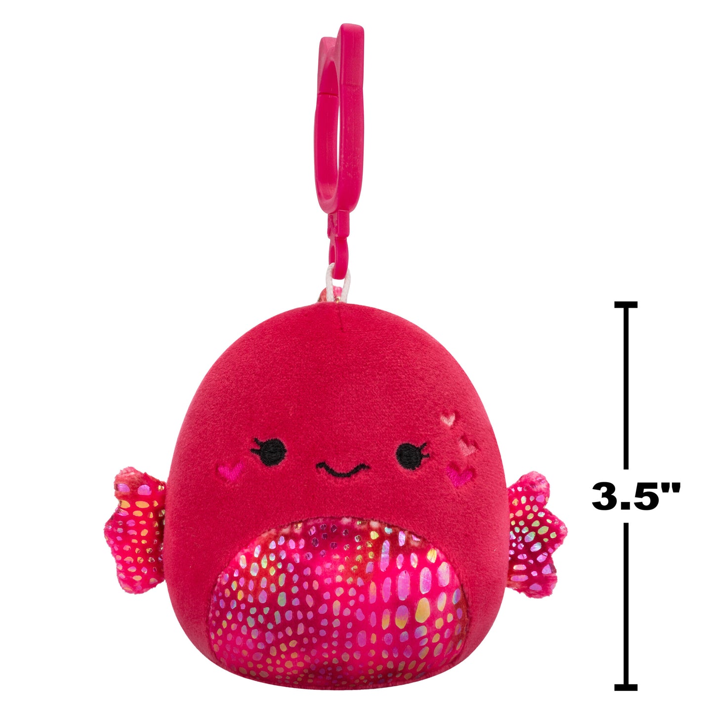 Barella the Raspberry Betta Fish Valentine's Day ~ 3.5" Clip On Squishmallow Plush