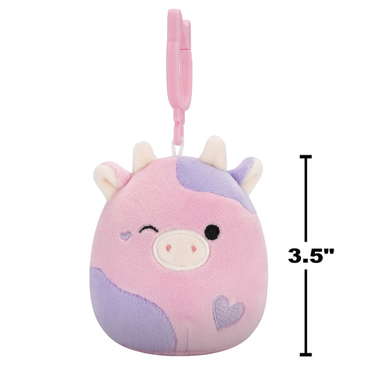 Patty the Cow Winking Valentine's Day ~ 3.5" Clip On Squishmallow Plush