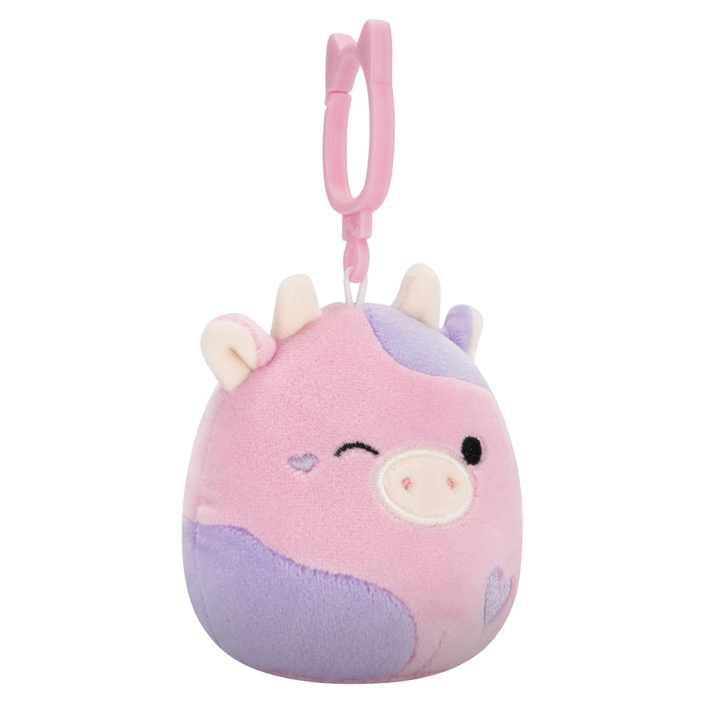 Patty the Cow Winking Valentine's Day ~ 3.5" Clip On Squishmallow Plush