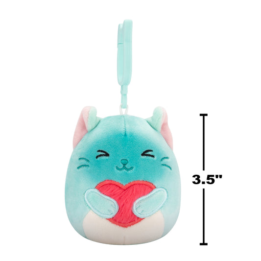 Sigrid the Teal Siamese Cat Valentine's Day ~ 3.5" Clip On Squishmallow Plush