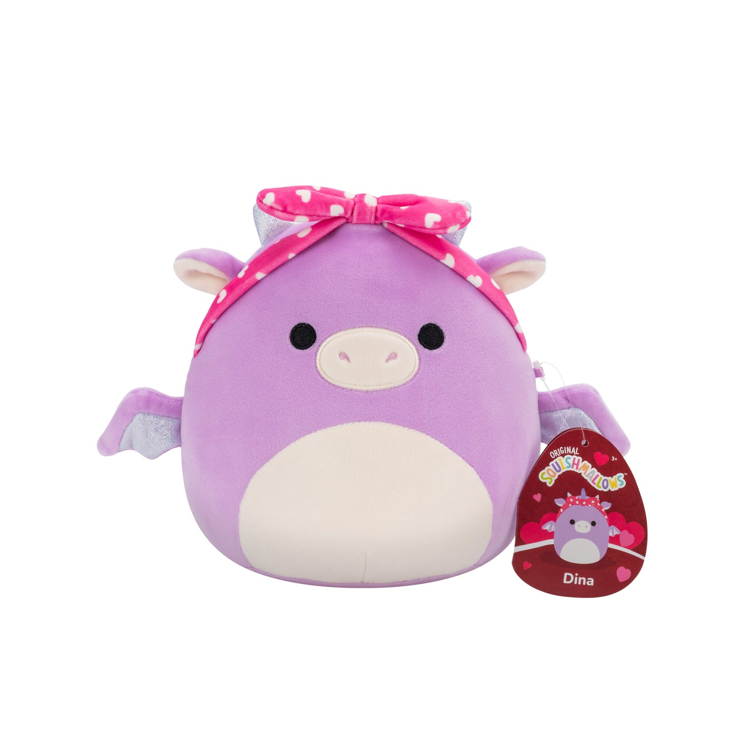 Dina the Purple Dragon Valentine's Day ~ 7.5" Squishmallow Plush