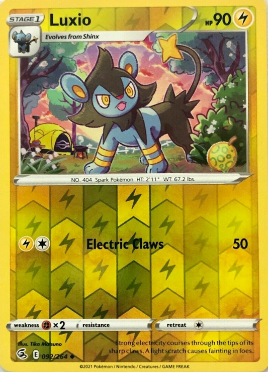 Luxio 92/264 Reverse Holo | Fusion Strike | Pokemon Card