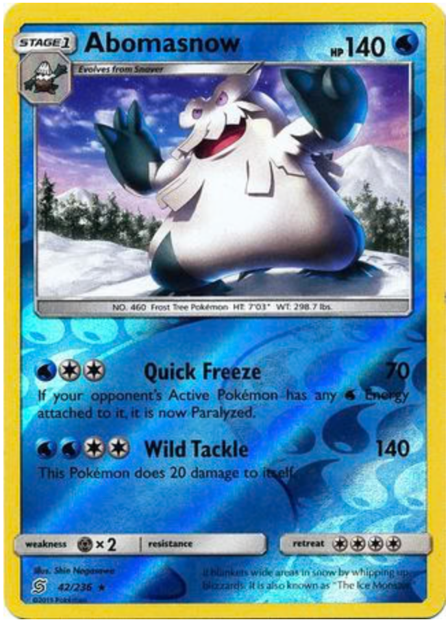 Abomasnow 42/236 Reverse Holo | Unified Minds | Pokemon Card