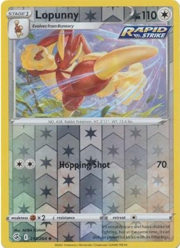 Lopunny 213/264 Reverse Holo | Fusion Strike | Pokemon Card