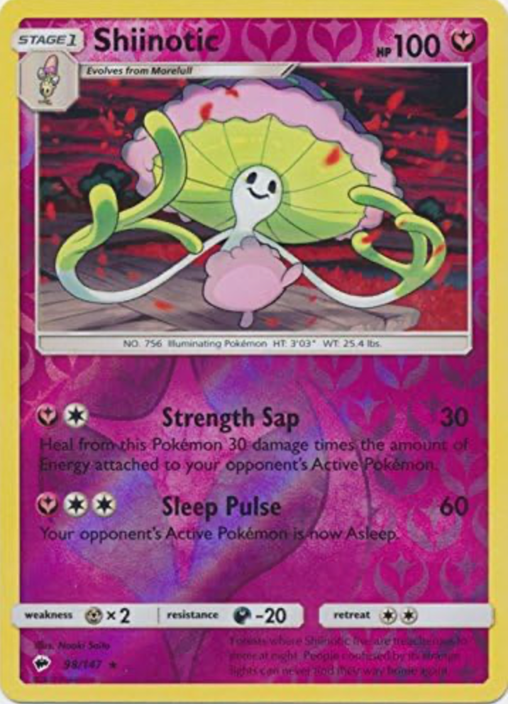 Shiinotic 98/147 Reverse Holo | Burning Shadows | Pokemon Card