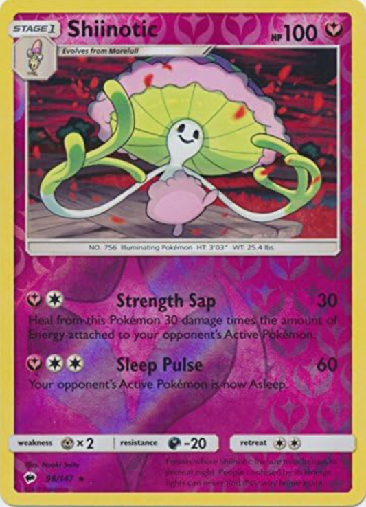 Shiinotic 98/147 Reverse Holo | Burning Shadows | Pokemon Card