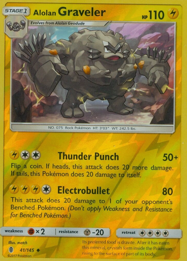 Alolan Graveler 41/145 Reverse Holo | Guardians Rising | Pokemon Card